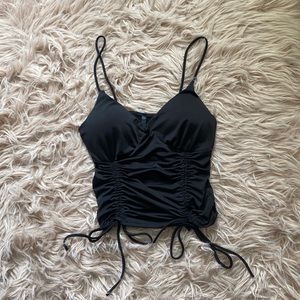Ruched black crop top